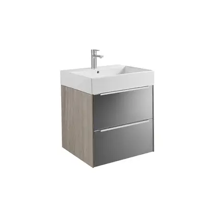 Комплект из раковины и тумбы Roca Inspira 600 х 498 х 674 мм (цвет отделки - 403 city oak / dark mirror) (A851075403) фото 1 Aquada.com.ua