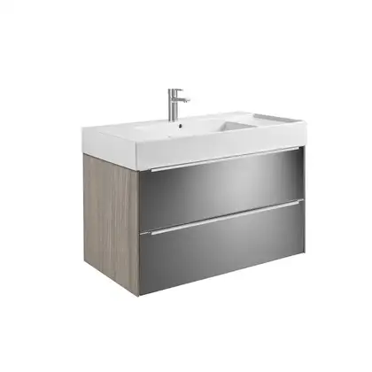 Комплект из раковины и тумбы Roca Inspira 1000 х 498 х 674 мм (цвет отделки - 403 city oak / dark mirror) (A851077403) фото 1 Aquada.com.ua