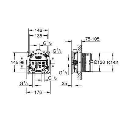 Душевая система скрытого монтажа Grohe Eurocube (цвет - хром) (2406200L) фото 13 Aquada.com.ua Душевая система скрытого монтажа Grohe Eurocube (цвет - хром) (2406200L) фото 13 Aquada.com.ua