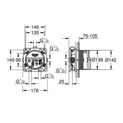 Душевая система скрытого монтажа с термостатом Grohe Grohtherm (цвет - хром) (3472900A) фото 3 Aquada.com.ua