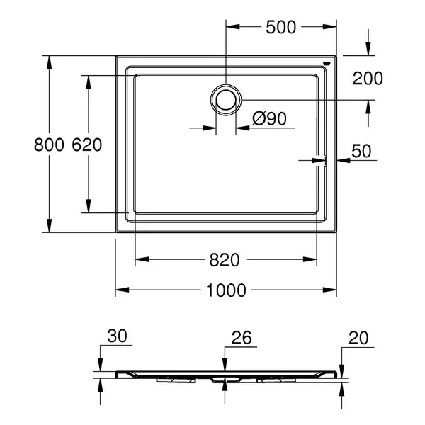Душевой поддон Grohe 100 х 80 см, универсальный (39306000) фото 3 Aquada.com.ua Душевой поддон Grohe 100 х 80 см, универсальный (39306000) фото 3 Aquada.com.ua