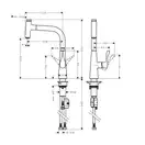 Смеситель для кухни, однорычажный Hansgrohe Metris Select (цвет - сталь) (14857800) фото 2 Aquada.com.ua