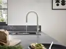Смеситель для кухни Hansgrohe Talis M54 210 (цвет - нержавеющая сталь), с вытяжным душем (72801800) фото 2 Aquada.com.ua