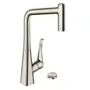 Смеситель для кухни Hansgrohe Metris Select 320 2jet, sBox (цвет - сталь), с вытяжным душем (73806800) фото 1 Aquada.com.ua