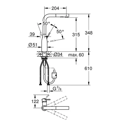 Смеситель для кухни Grohe Essence (цвет - сталь) (30270DC0) фото 2 Aquada.com.ua