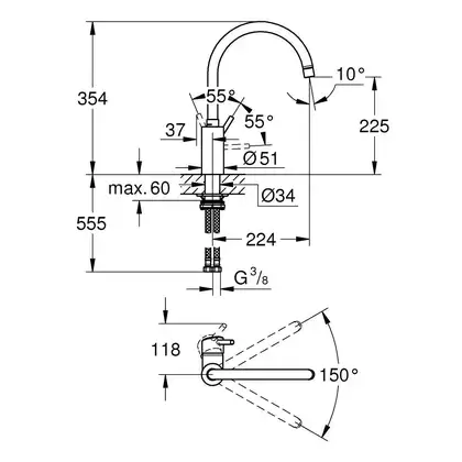 Смеситель для кухни Grohe Concetto (цвет - хром) (32661003) фото 4 Aquada.com.ua Смеситель для кухни Grohe Concetto (цвет - хром) (32661003) фото 4 Aquada.com.ua