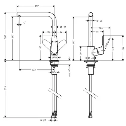 Смеситель для кухни Hansgrohe Focus 280 (цвет - чёрный матовый) (31817670) фото 2 Aquada.com.ua Смеситель для кухни Hansgrohe Focus 280 (цвет - чёрный матовый) (31817670) фото 2 Aquada.com.ua