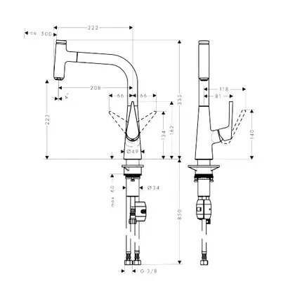 Смеситель для кухни, однорычажный Hansgrohe Talis Select S (цвет - сталь) (72822800) фото 2 Aquada.com.ua