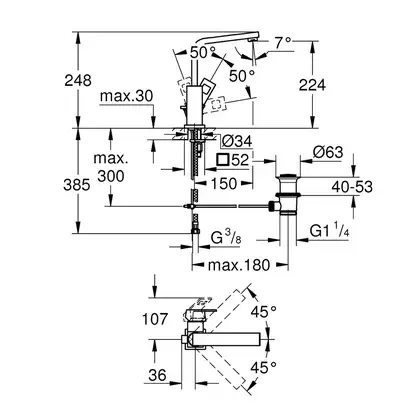 Смеситель для раковины Grohe Eurocube L-Size (цвет - тёмный графит, матовый), с донным клапаном (23135AL0) фото 4 Aquada.com.ua Смеситель для раковины Grohe Eurocube L-Size (цвет - тёмный графит, матовый), с донным клапаном (23135AL0) фото 4 Aquada.com.ua