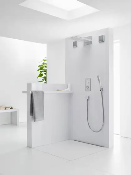 Лейка для душа "палочка" Hansgrohe PuraVida 120 (цвет - хром/белый), 1 вид струи (28558400) фото 2 Aquada.com.ua Лейка для душа "палочка" Hansgrohe PuraVida 120 (цвет - хром/белый), 1 вид струи (28558400) фото 2 Aquada.com.ua