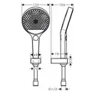 Душевой гарнитур Hansgrohe Rainfinity (цвет - белый матовый/чёрный), 3 типа струи, шланг 1250 мм (26852700) фото 6 Aquada.com.ua