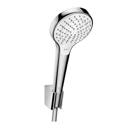 Душевой гарнитур Hansgrohe Croma Select S (цвет - хром/белый). 3 типа струи, шланг 1600 мм (26411400) фото 1 Aquada.com.ua Душевой гарнитур Hansgrohe Croma Select S (цвет - хром/белый). 3 типа струи, шланг 1600 мм (26411400) фото 1 Aquada.com.ua