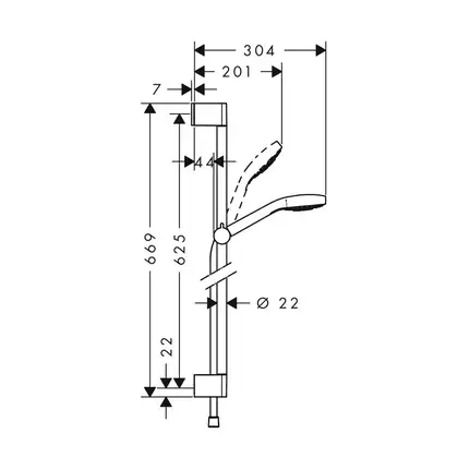 Душевой гарнитур Hansgrohe Croma Select S Multi со штангой 65 см (цвет - хром/белый) (26560400) фото 2 Aquada.com.ua Душевой гарнитур Hansgrohe Croma Select S Multi со штангой 65 см (цвет - хром/белый) (26560400) фото 2 Aquada.com.ua