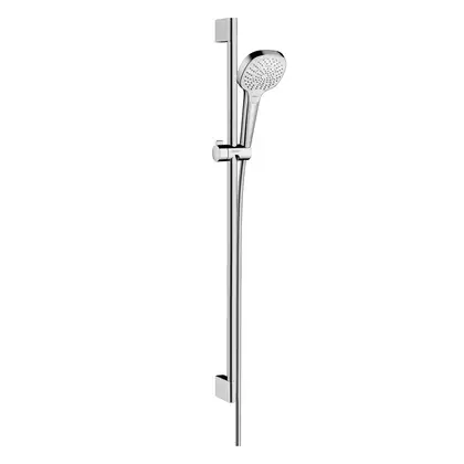 Душевой гарнитур Hansgrohe Croma Select E Multi со штангой 90 см (цвет - хром/белый), 3 вида струи (26590400) фото 1 Aquada.com.ua Душевой гарнитур Hansgrohe Croma Select E Multi со штангой 90 см (цвет - хром/белый), 3 вида струи (26590400) фото 1 Aquada.com.ua