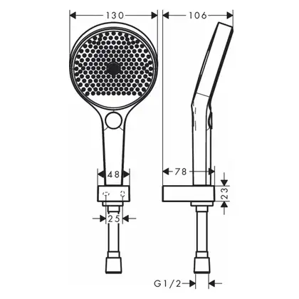 Душевой гарнитур Hansgrohe Rainfinity (цвет - белый матовый/чёрный), 3 типа струи, шланг 1600 мм (26851700) фото 5 Aquada.com.ua