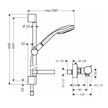 Hansgrohe Термостат для душа Ecostat Comfort с душевым гарнитуром Croma 100 Vario Combi 0,65 см (27034000) фото 2 Aquada.com.ua Hansgrohe Термостат для душа Ecostat Comfort с душевым гарнитуром Croma 100 Vario Combi 0,65 см (27034000) фото 2 Aquada.com.ua