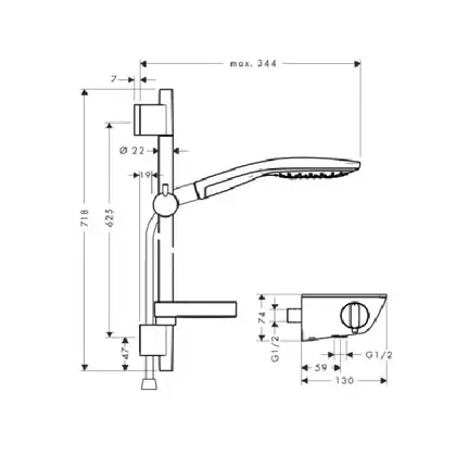 Душевой гарнитур с термостатом Hansgrohe Raindance Select (белый/хром) (27036400) фото 2 Aquada.com.ua