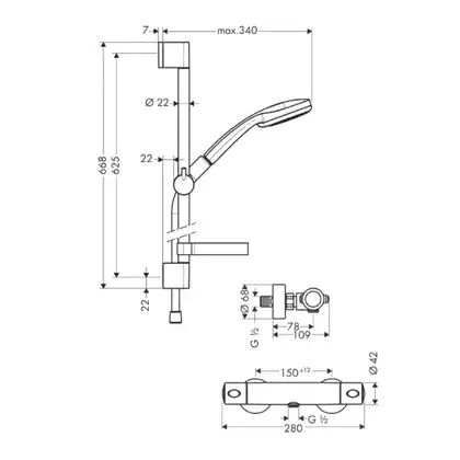 Душевой гарнитур с термостатом Hansgrohe Croma 100 Multi (27086000) фото 4 Aquada.com.ua Душевой гарнитур с термостатом Hansgrohe Croma 100 Multi (27086000) фото 4 Aquada.com.ua