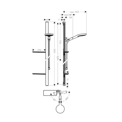 Душевой гарнитур Hansgrohe Raindance Select S (цвет - хром) (27646000) фото 2 Aquada.com.ua