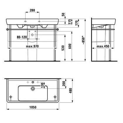 Раковина подвесная 105 х 48 см Laufen Pro (H8139580001041) фото 3 Aquada.com.ua Раковина подвесная 105 х 48 см Laufen Pro (H8139580001041) фото 3 Aquada.com.ua