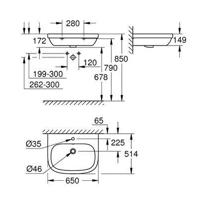 Раковина подвесная Grohe Euro Ceramic 65 х 51,4 см, с покрытием PureGuard (3932300H) фото 2 Aquada.com.ua Раковина подвесная Grohe Euro Ceramic 65 х 51,4 см, с покрытием PureGuard (3932300H) фото 2 Aquada.com.ua