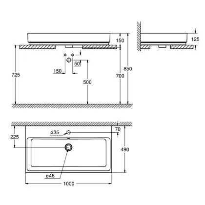 Раковина накладная на столешницу Grohe Cube Ceramic 100 х 49 см (3947500H) фото 2 Aquada.com.ua Раковина накладная на столешницу Grohe Cube Ceramic 100 х 49 см (3947500H) фото 2 Aquada.com.ua
