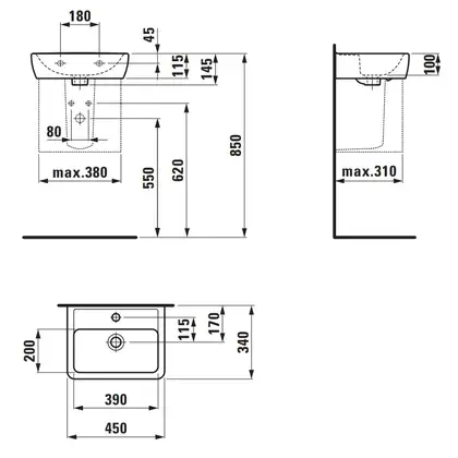 Маленькая (мини) раковина 45 х 34 см Laufen Pro (H8119510001041) фото 2 Aquada.com.ua Маленькая (мини) раковина 45 х 34 см Laufen Pro (H8119510001041) фото 2 Aquada.com.ua