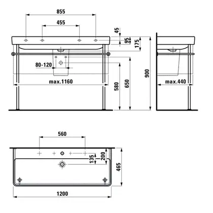 Раковина подвесная 120 х 46,5 см Laufen Pro S (H8149650001041) фото 2 Aquada.com.ua Раковина подвесная 120 х 46,5 см Laufen Pro S (H8149650001041) фото 2 Aquada.com.ua