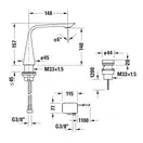 Электронный смеситель для раковины на 2 отверстия с питанием от сети Duravit D.1 (цвет - хром) (D11100007010) фото 3 Aquada.com.ua