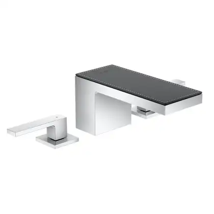 Смеситель для раковины на 3 отверстия Axor MyEdition (цвет - хром/кожа серая) (47052000+47916000) фото 1 Aquada.com.ua