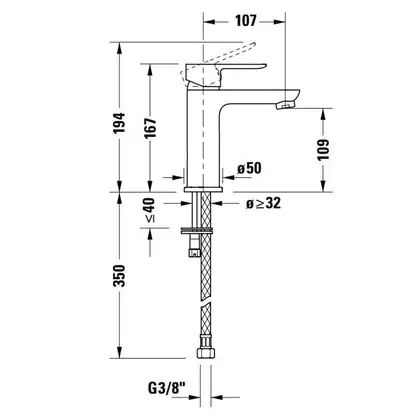 Смеситель для раковины Duravit A.1 (цвет - хром), с донным клапаном (A11020001010) фото 2 Aquada.com.ua Смеситель для раковины Duravit A.1 (цвет - хром), с донным клапаном (A11020001010) фото 2 Aquada.com.ua