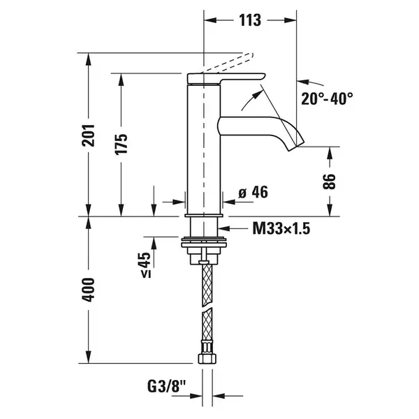 Смеситель для раковины Duravit C.1 (цвет - хром), без донного клапана (C11020002010) фото 2 Aquada.com.ua