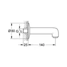 GROHE Излив для ванны со стены, настенный монтаж, хром BauClassic (13258000) фото 6 Aquada.com.ua
