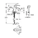GROHE Одноважільний змішувач для раковини S-Sizeіз душовим гарнітуром Eurosmart (23124002) фото 4 Aquada.com.ua