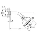 GROHE Набір верхнього душу, 4 режими струменю New Tempesta 100  (27870001) фото 4 Aquada.com.ua