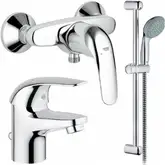 Набор смесителей Grohe Euroeco 123232 умыв,душ,стойка