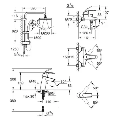 Набор смесителей Grohe Eurosmart 123389M (123389M) фото 4 Aquada.com.ua Набор смесителей Grohe Eurosmart 123389M (123389M) фото 4 Aquada.com.ua