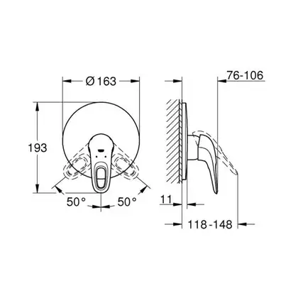 Смеситель однорычажный для ванны Grohe Eurostyle (цвет - хром/белый) (19507LS3) фото 7 Aquada.com.ua