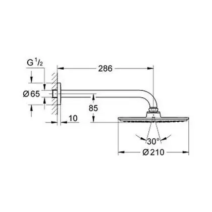 GROHE Верхній душ з душовим кронштейном 286 мм Rainshower Cosmopolitan 210 (26052000) фото 6 Aquada.com.ua GROHE Верхній душ з душовим кронштейном 286 мм Rainshower Cosmopolitan 210 (26052000) фото 6 Aquada.com.ua