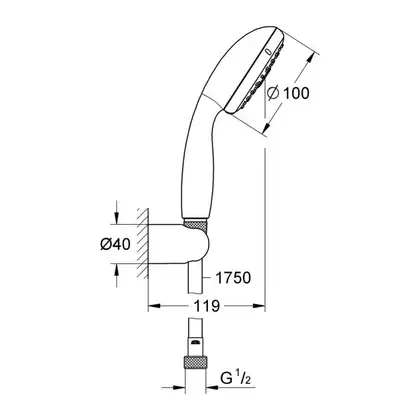 GROHE Душовий набір, 3 режими струменю New Tempesta 100  (27849001) фото 6 Aquada.com.ua