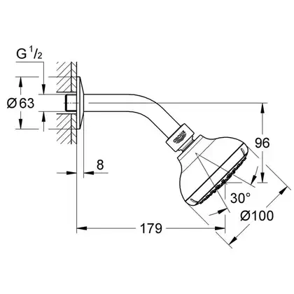 GROHE Набір верхнього душу, 4 режими струменю New Tempesta 100  (27870001) фото 4 Aquada.com.ua