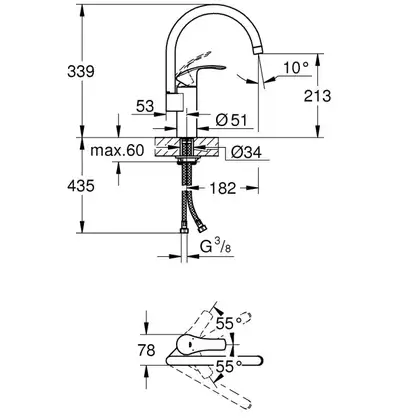 Смеситель для кухни Grohe Eurosmart (цвет - хром) (33202002) фото 9 Aquada.com.ua Смеситель для кухни Grohe Eurosmart (цвет - хром) (33202002) фото 9 Aquada.com.ua