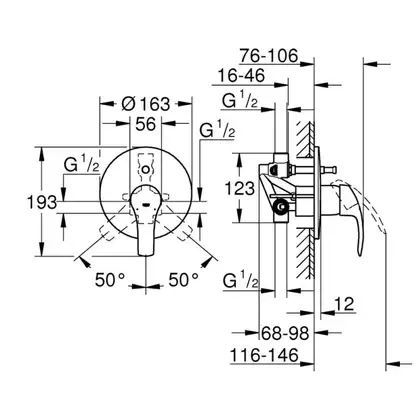 Смеситель для ванны Grohe Eurosmart (цвет - хром) (33305002) фото 6 Aquada.com.ua Смеситель для ванны Grohe Eurosmart (цвет - хром) (33305002) фото 6 Aquada.com.ua
