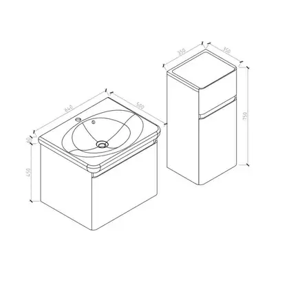 Тумба с раковиной Devit Fly 640 x 500 x 510 мм белый глянец (0020120W) фото 4 Aquada.com.ua Тумба с раковиной Devit Fly 640 x 500 x 510 мм белый глянец (0020120W) фото 4 Aquada.com.ua