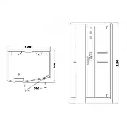 Паровой бокс Devit Soul 1200 × 900 х h2200 мм (стекло прозрачное) правое открывание (FEN8912WR) фото 2 Aquada.com.ua Паровой бокс Devit Soul 1200 × 900 х h2200 мм (стекло прозрачное) правое открывание (FEN8912WR) фото 2 Aquada.com.ua