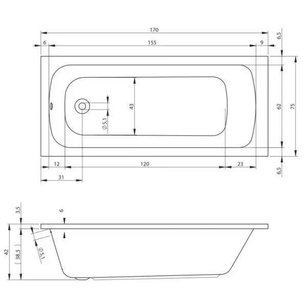 Ванна акриловая Devit Comfort 170 х 75 см (17075123) фото 2 Aquada.com.ua Ванна акриловая Devit Comfort 170 х 75 см (17075123) фото 2 Aquada.com.ua