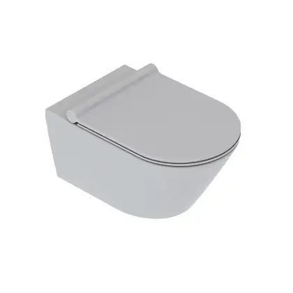 Унитаз подвесной NewFlush (безободковый) Catalano New Zero с сиденьем Soft Close plus satin cement/серый матовый (1VS55NRCS+5SCSTPCS) фото 1 Aquada.com.ua