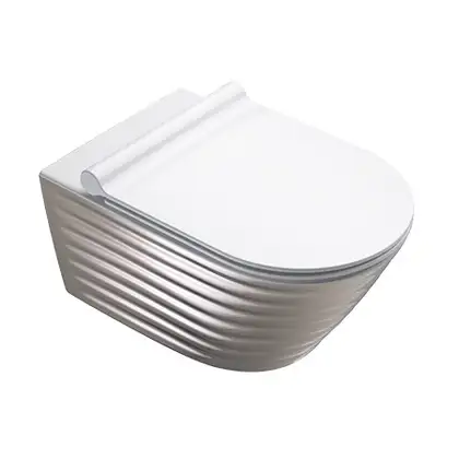 Унитаз подвесной Newflush (безободковый) Catalano Gold & Silver с сиденьем Soft Close (1VS55RZEBA+5SCSTP000) фото 1 Aquada.com.ua Унитаз подвесной Newflush (безободковый) Catalano Gold & Silver с сиденьем Soft Close (1VS55RZEBA+5SCSTP000) фото 1 Aquada.com.ua