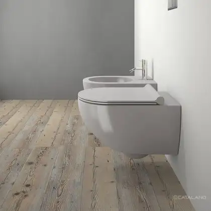 Унитаз подвесной NewFlush (безободковый) Catalano Sfera с сиденьем Soft Close, серый матовый (1VSF54RCS+5SCSTPCS) фото 2 Aquada.com.ua