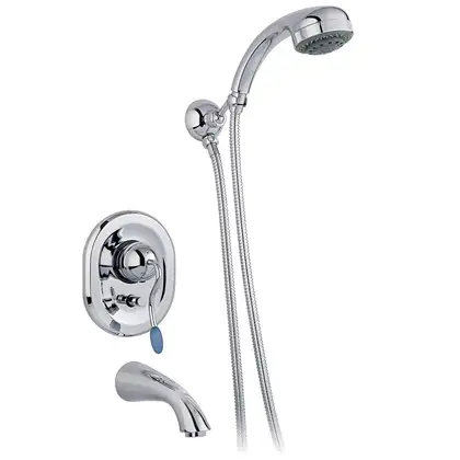 Смеситель для ванны Nicolazzi Antelao ручка BLU, с ручным душем (3400CR20) фото 1 Aquada.com.ua Смеситель для ванны Nicolazzi Antelao ручка BLU, с ручным душем (3400CR20) фото 1 Aquada.com.ua